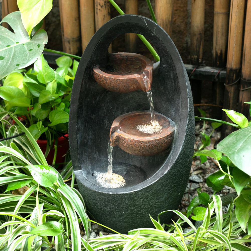 Garden Water Feature Fountain with LED Light Electric Pump Cascade Home Decor Fountains & Waterfalls Living and Home